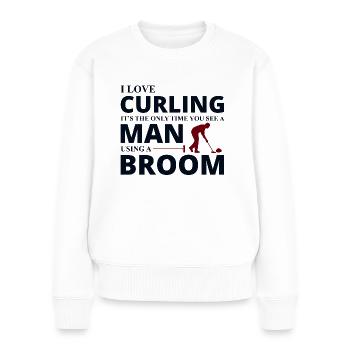 Curling Sweeping Fan Winter Ice Sport Curler Drôle - Pull Premium bio Femme - blanc - Devant - Julia (174cm)