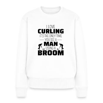 Curling Sweeping Fan Winter Ice Sport Curler Drôle - Pull Premium bio Femme - blanc - Devant - Julia (174cm)