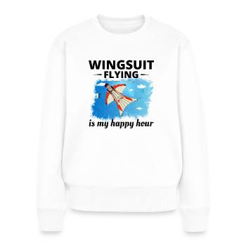 Wingsuit fliegen Base Jumping Fallschirmspringen Wingsuiting - Frauen Premium Bio Pullover - Weiß - Vorne - Julia (174cm)