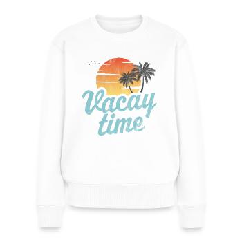 Vacay Time Strand - Frauen Premium Bio Pullover - Weiß - Vorne - Julia (174cm)