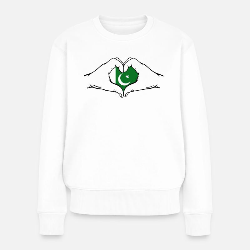 Pakistan Herzform - Frauen Premium Bio Pullover - Weiß