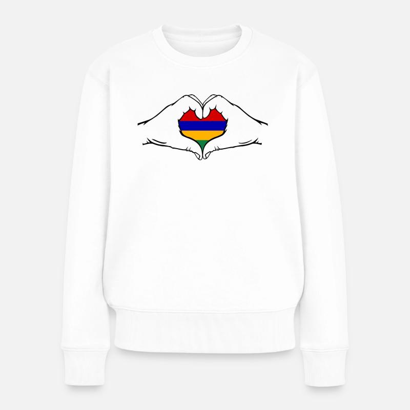 Drapeau de l’île Maurice Aiguilles en forme de coeur - Pull Premium bio Femme - blanc
