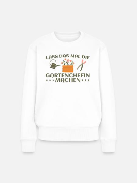 Gärtnern Gartenarbeit Schrebergarten Gärtnerin - Frauen Premium Bio Pullover - Weiß