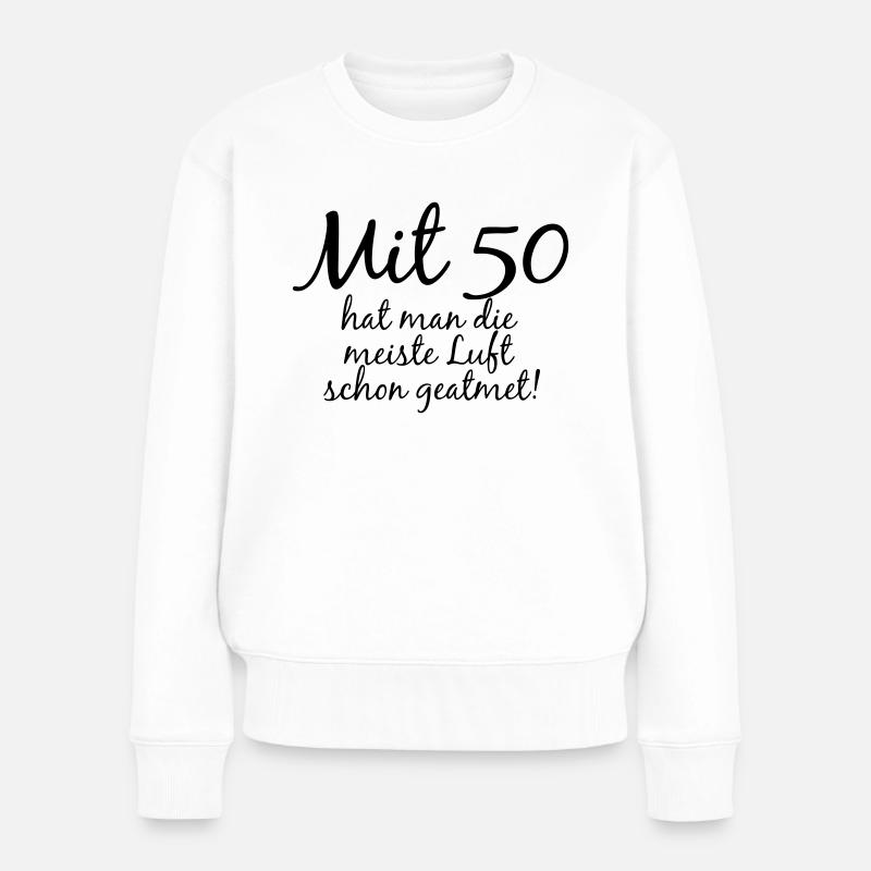 mit_50 - Frauen Premium Bio Pullover - Weiß