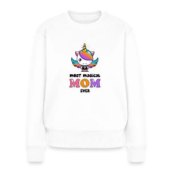 Cadeau de fête des mères maman cool licorne maman magique - Pull Premium bio Femme - blanc - Devant - Julia (174cm)