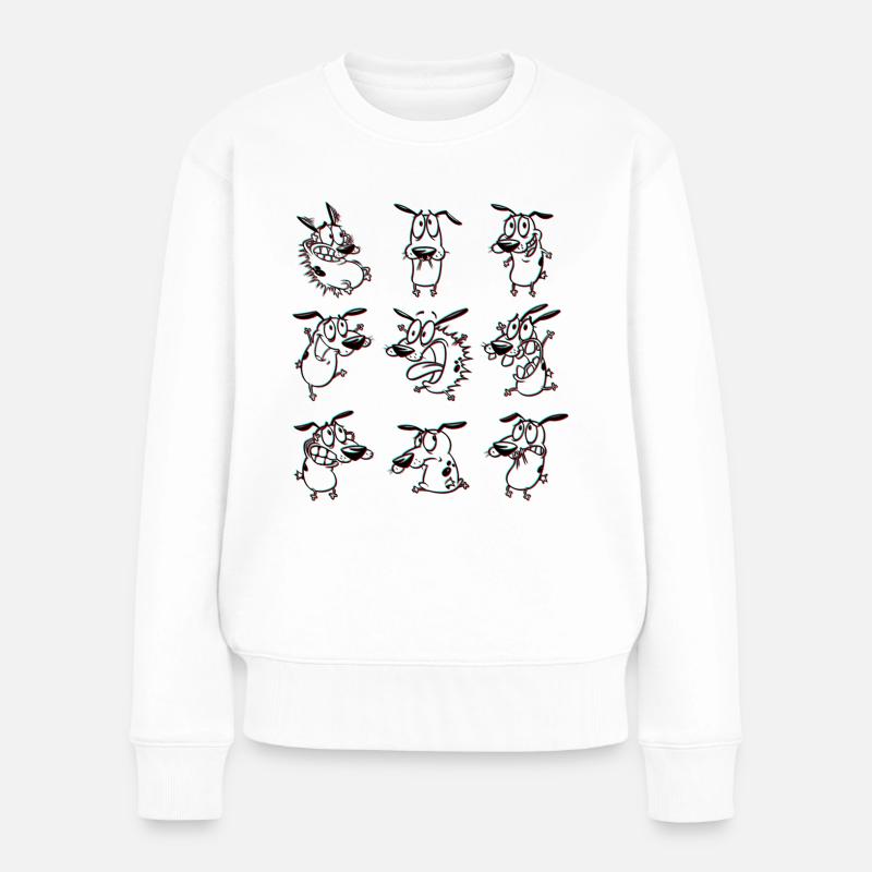 Courage Der Feige Hund Emotionen - Frauen Premium Bio Pullover - Weiß