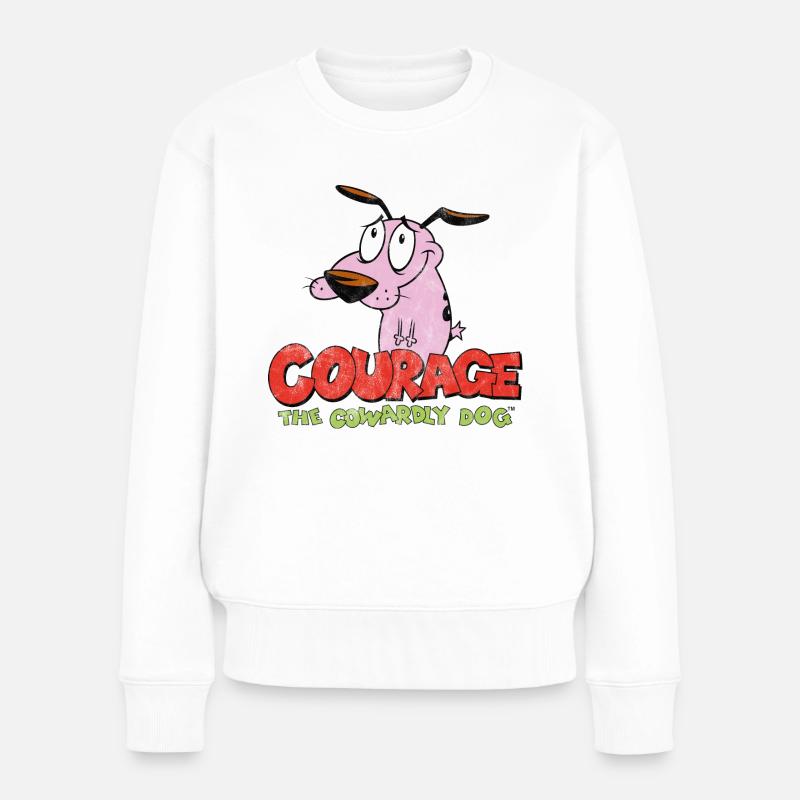 Courage Der Feige Hund Logo - Frauen Premium Bio Pullover - Weiß