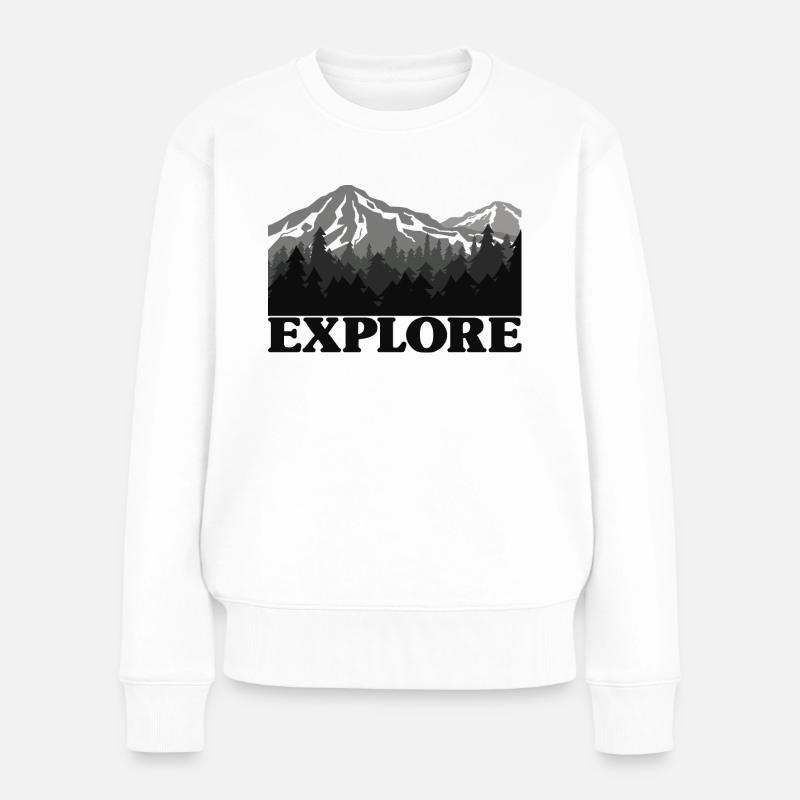 Entdecken Sie Camping & Bergwandern Outdoor-Geschenke - Frauen Premium Bio Pullover - Weiß