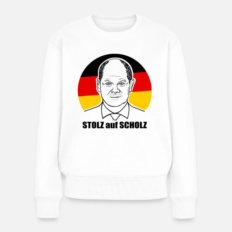 stolz auf Scholz, Bundeskanzler, Deutschland Shirt - Frauen Premium Bio Pullover - Weiß