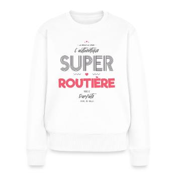 L authentique super routière - Pull Premium bio Femme - blanc - Devant - Julia (174cm)