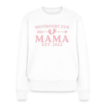 Mutter 2025 Befördert zur Mama - Frauen Premium Bio Pullover - Weiß - Vorne - Julia (174cm)
