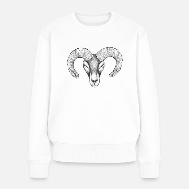 widderkopf - Frauen Premium Bio Pullover - Weiß