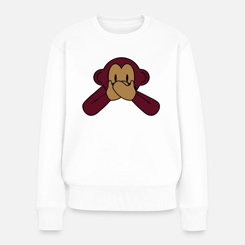 monkey_speak_2 - Frauen Premium Bio Pullover - Weiß