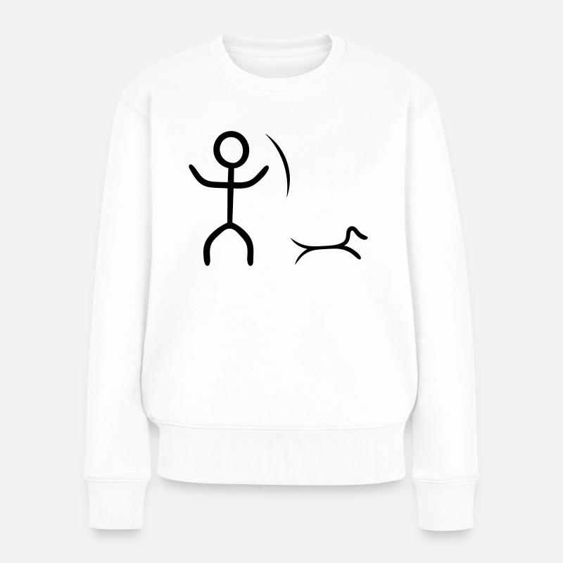 Jäger und Dackel. - Frauen Premium Bio Pullover - Weiß