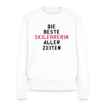 Skilehrer Skilehrerin Skifahrerin Skifahrer Sport - Frauen Premium Bio Pullover - Weiß - Vorne - Julia (174cm)