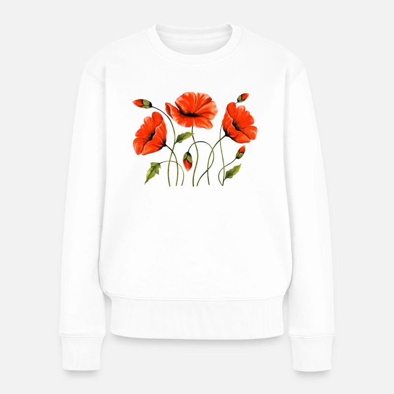 Fleurs - Pull Premium bio Femme - blanc