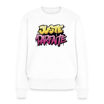 Juste parfaite. - Pull Premium bio Femme - blanc - Devant - Julia (174cm)