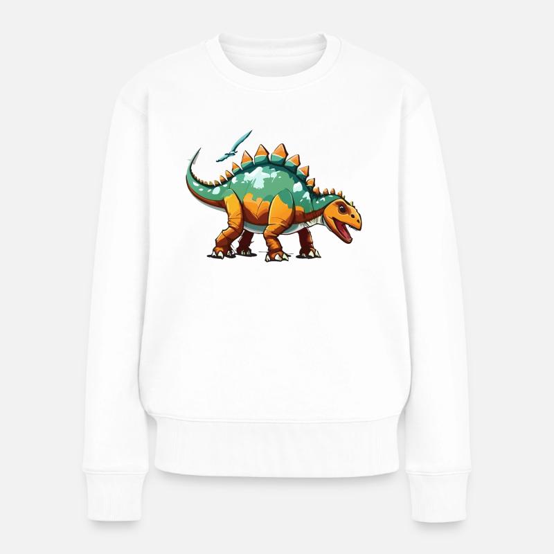 Freundlicher Stegosaurus - Frauen Premium Bio Pullover - Weiß