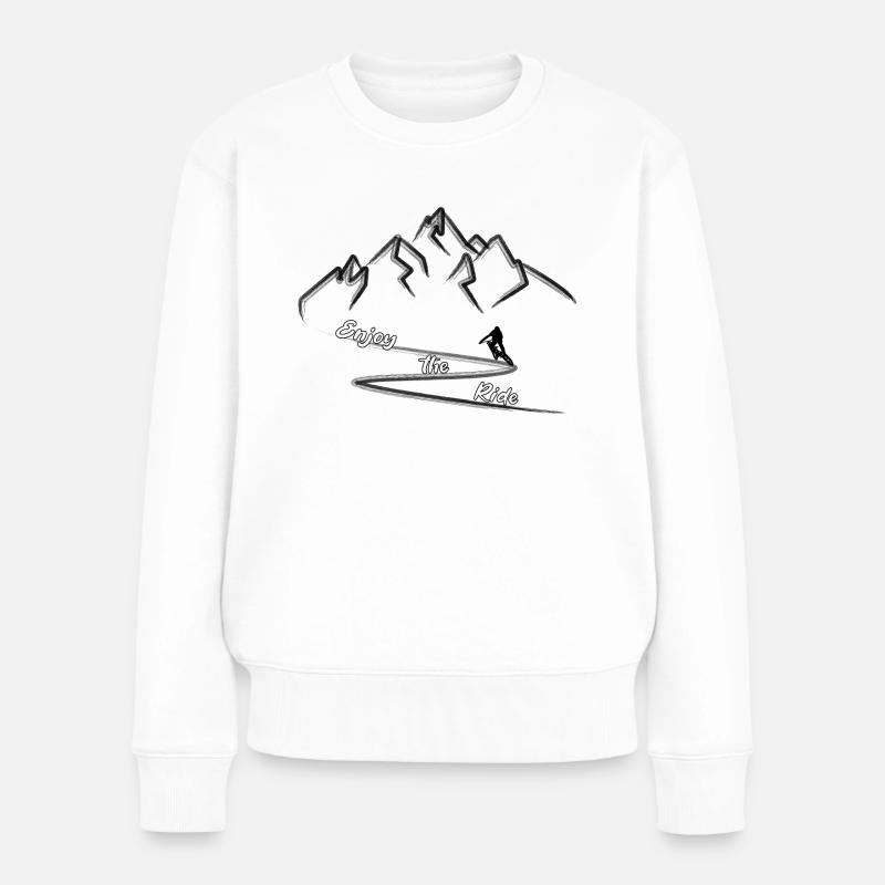 Enjoy the ride Skizze - Frauen Premium Bio Pullover - Weiß