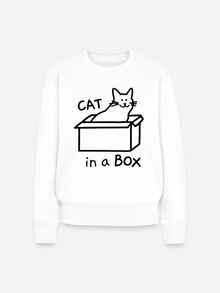 Katze im Karton - Frauen Premium Bio Pullover - Weiß