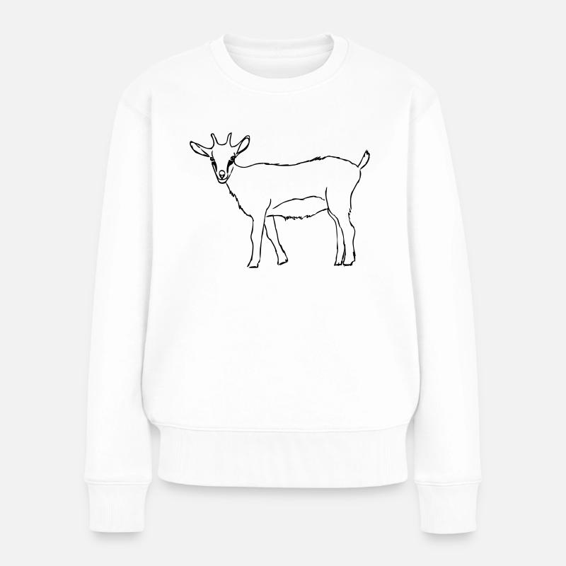 Ziege - Frauen Premium Bio Pullover - Weiß