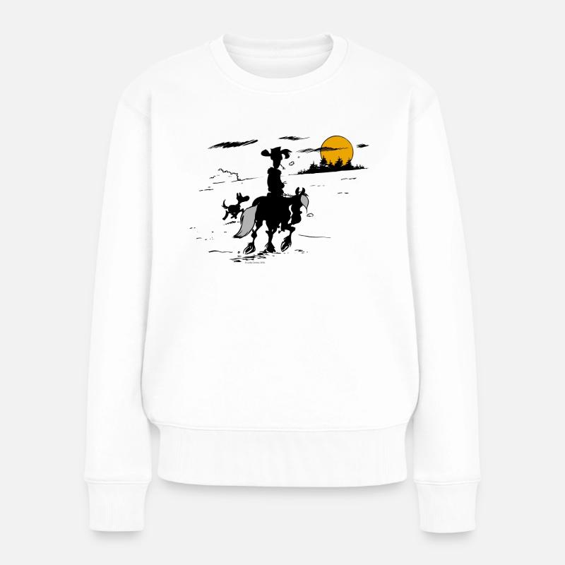 Lucky Luke Avec Jolly Jumper Et Rantanplan - Pull Premium bio Femme - blanc