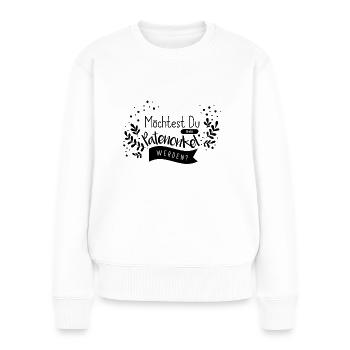 Möchtest du mein Patenonkel werden? - Frauen Premium Bio Pullover - Weiß - Vorne - Julia (174cm)