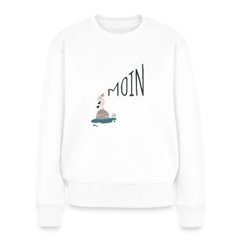Moin Möwe - Frauen Premium Bio Pullover - Weiß - Vorne - Julia (174cm)