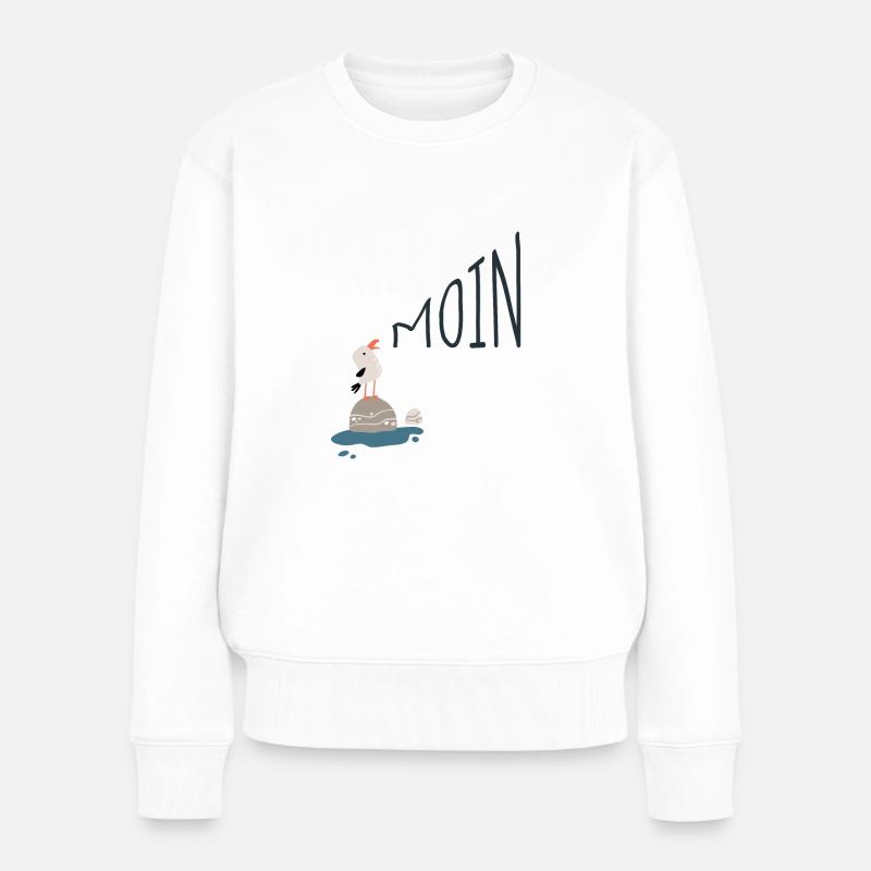 Moin Möwe - Frauen Premium Bio Pullover - Weiß