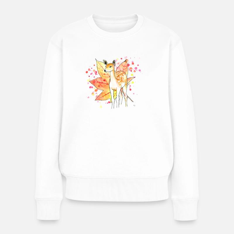 Cerf avec des feuilles - Pull Premium bio Femme - blanc