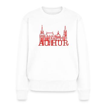 Stadt Aachen „au hur “, Sehenswürdigkeit, Dom - Frauen Premium Bio Pullover - Weiß - Vorne - Julia (174cm)