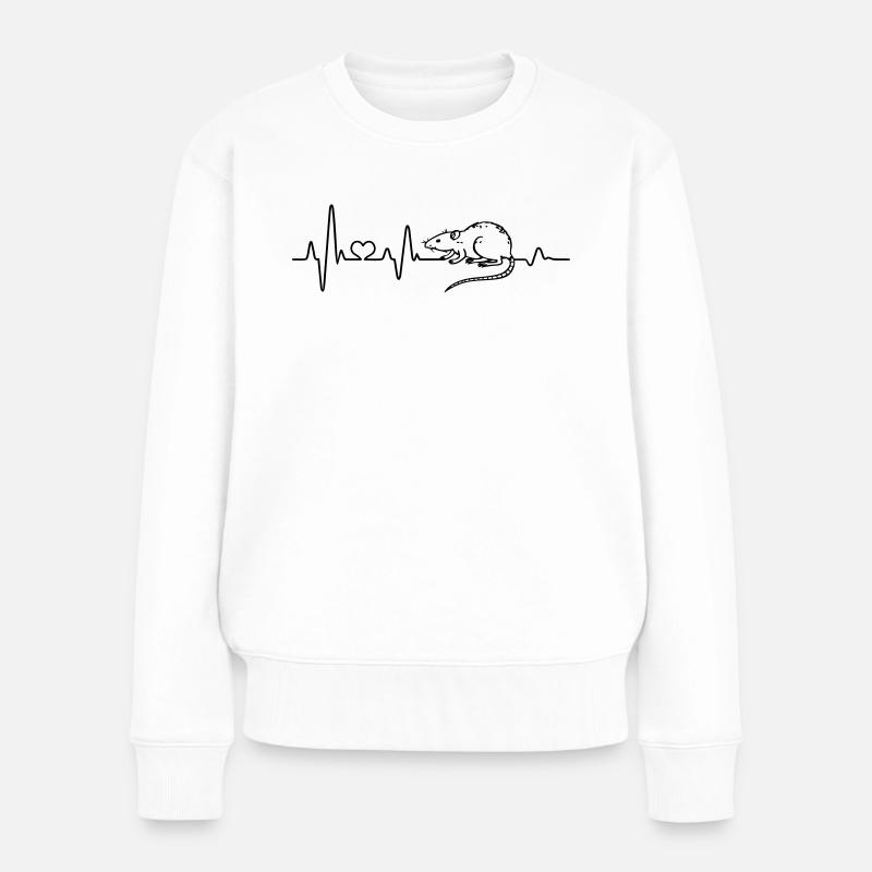 Ratte Ich liebe Ratten Herzschlag EKG Nagetier - Frauen Premium Bio Pullover - Weiß