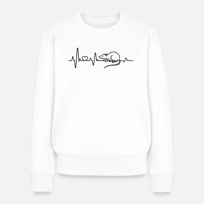Ratte Herzschlag Ich liebe Ratten EKG Nagetier - Frauen Premium Bio Pullover - Weiß