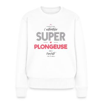 L authentique super plongeuse - Pull Premium bio Femme - blanc - Devant - Julia (174cm)