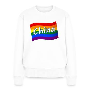 Gay Pride Chine Drapeau arc-en-ciel chinois LGBT LGBTQ pr - Pull Premium bio Femme - blanc - Devant - Julia (174cm)