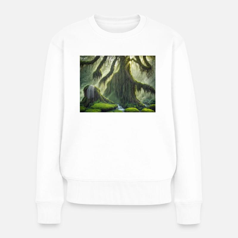 Flüsternde Bäume - Frauen Premium Bio Pullover - Weiß