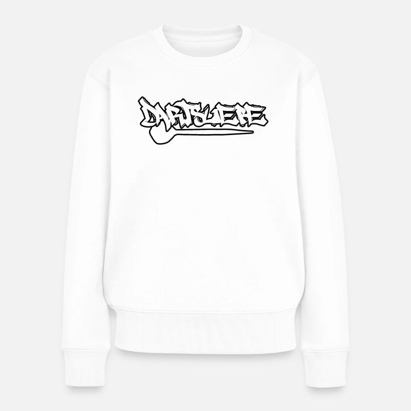 Dartsliebe_schwarz - Frauen Premium Bio Pullover - Weiß