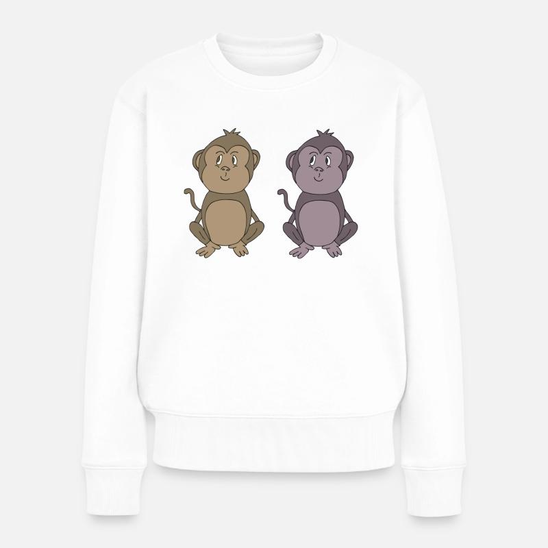 affenbrüder - Frauen Premium Bio Pullover - Weiß