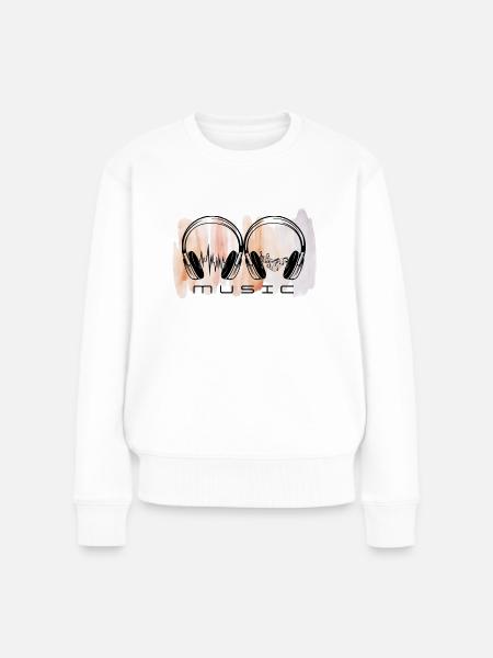 Originelles Kopfhörer-Design. Musik. - Frauen Premium Bio Pullover - Weiß