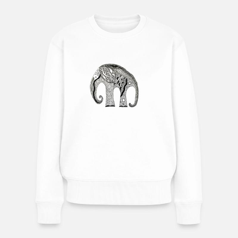 Elephant zentangle - Women's Premium Organic Jumper - white