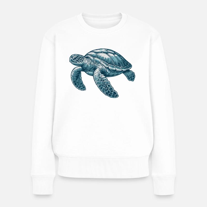 Wasserschildkröte - Frauen Premium Bio Pullover - Weiß