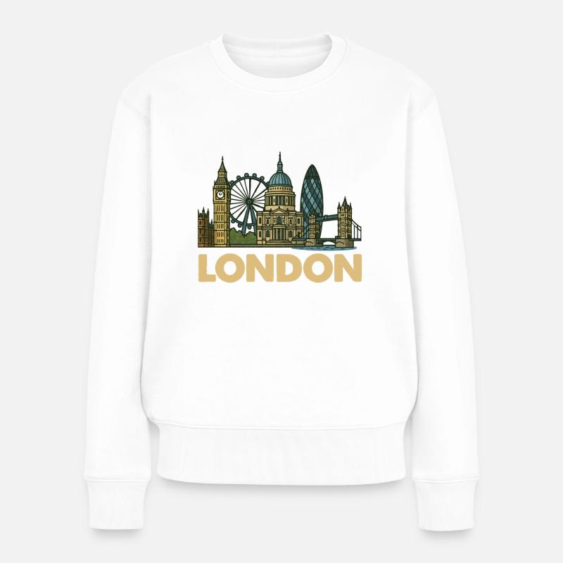 london skyline - Frauen Premium Bio Pullover - Weiß