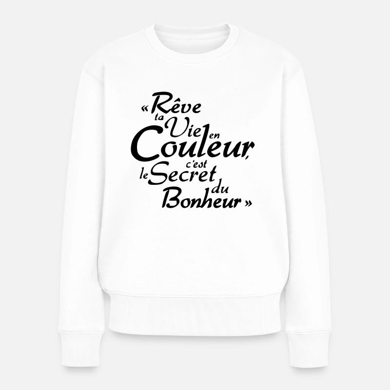 bonheur citation - Pull Premium bio Femme - blanc