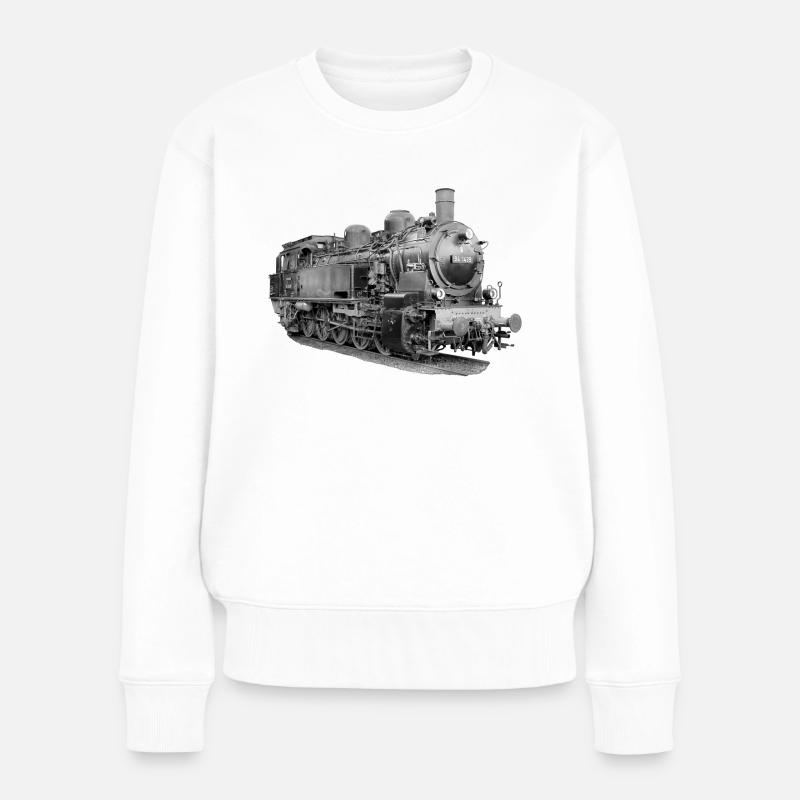 Dampflokomotive - Frauen Premium Bio Pullover - Weiß