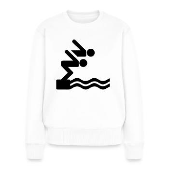 Schwimmen - Frauen Premium Bio Pullover - Weiß - Vorne - Julia (174cm)