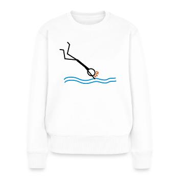 springen / schwimmen - Frauen Premium Bio Pullover - Weiß - Vorne - Julia (174cm)