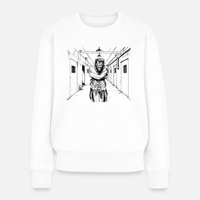Batman Crazy Joker Zwangsjacke - Frauen Premium Bio Pullover - Weiß