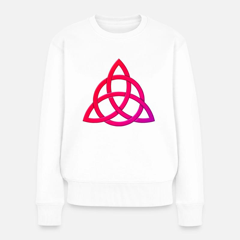 Triquetra mit Kreis - Frauen Premium Bio Pullover - Weiß