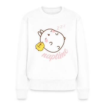 Molang Piu Piu Naptime Schlafenszeit - Frauen Premium Bio Pullover - Weiß - Vorne - Julia (174cm)
