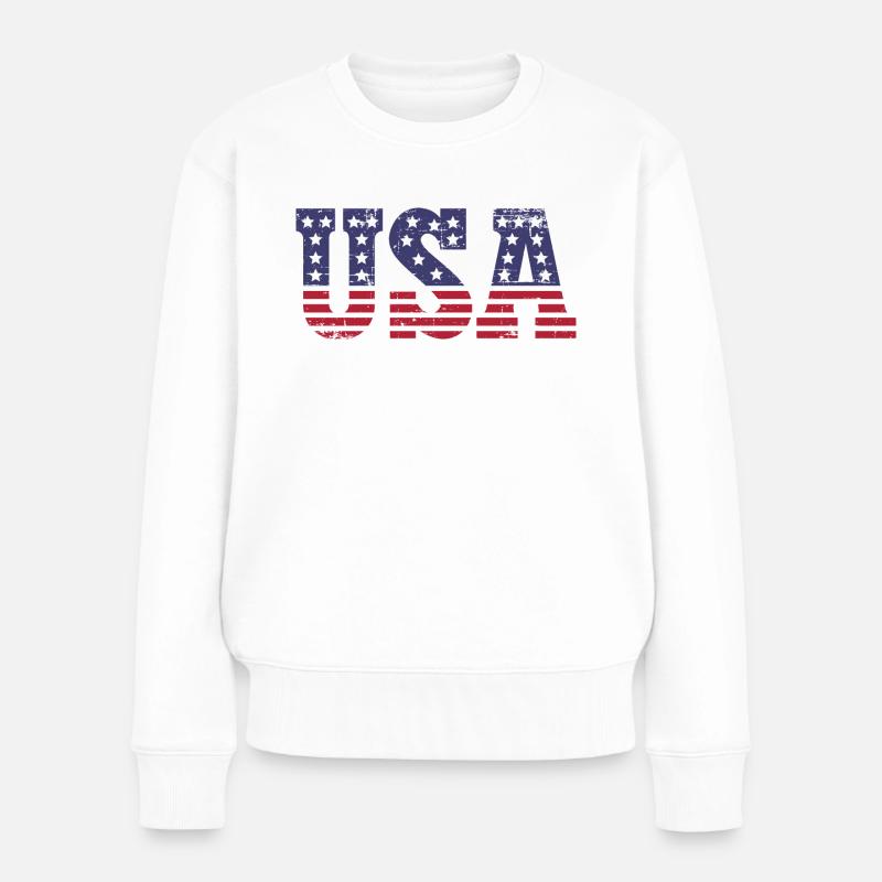 USA - Pull Premium bio Femme - blanc